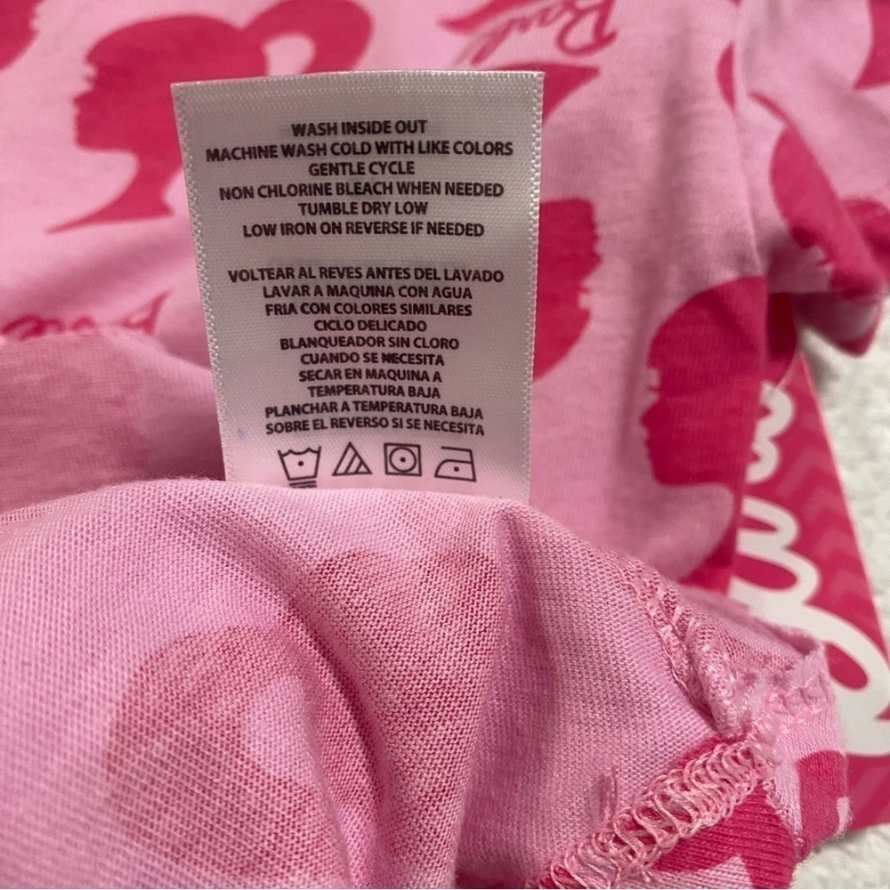 Barbie Toddler Girl’s Logo Print All Over Skater Dress Sz 2t-Nwt Light/Dark Pink — image 7 of 7